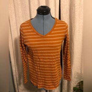 Old Navy Orange Striped Long Sleeve Tee